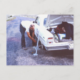 Carte Postale Pneu Plat Voiture Classique