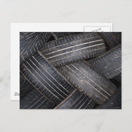 Carte Postale Pneus anciens pour le recyclage (Devant / Derrière)