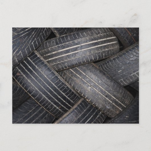 Carte Postale Pneus anciens pour le recyclage (Devant)