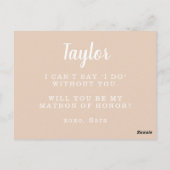 Carte Postale Poche et blanc Floral Matron d'honneur Proposition (Dos)