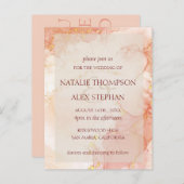 Carte Postale Poche Gold Marbre Effet Monogramme Mariage élégant (Devant / Derrière)