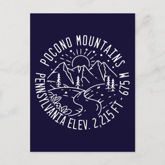 Carte postale Poconos Retro Pennsylvania Mountains (Devant)