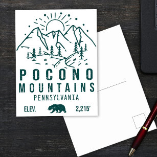 Carte Postale Poconos Retro Pennsylvania Mountains Minimaliste P