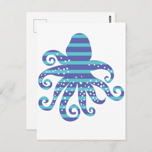 Carte Postale Poctopus à rayures bleues (Devant / Derrière)