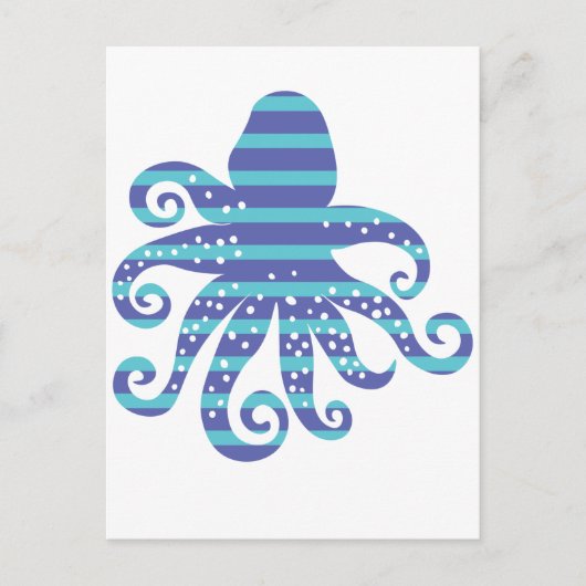 Carte Postale Poctopus à rayures bleues (Devant)