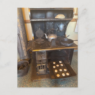 Carte Postale Poêle en fonte vintage avec gaufrier