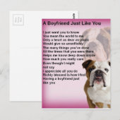 Carte Postale Poème Bulldog Boyfriend (Devant / Derrière)