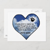 Carte Postale Poème commémoratif Pawprint (Devant / Derrière)