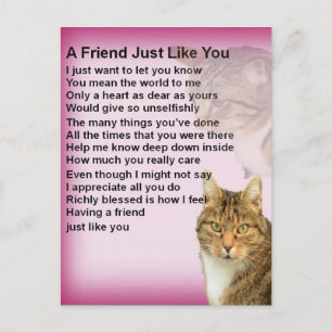 Carte Postale Poème d'ami des chats