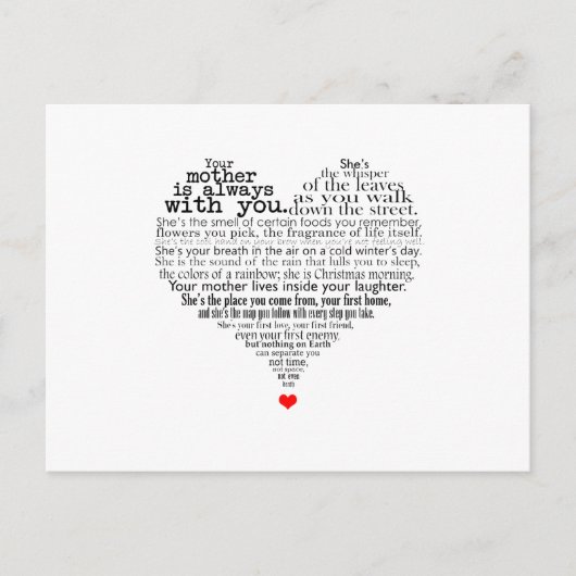Carte Postale Poème de la fête des mères (Devant)