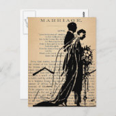 Carte Postale Poème de mariage par Longfellow Bride Groom Silhou (Devant / Derrière)