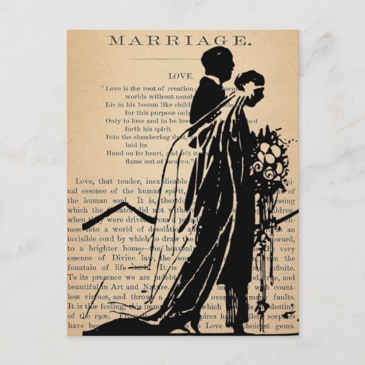 Carte Postale Poème de mariage par Longfellow Bride Groom Silhou (Devant)