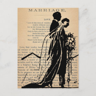 Carte Postale Poème de mariage par Longfellow Bride Groom Silhou