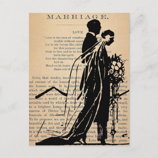 Carte Postale Poème de mariage par Longfellow Bride Groom Silhou (Devant)
