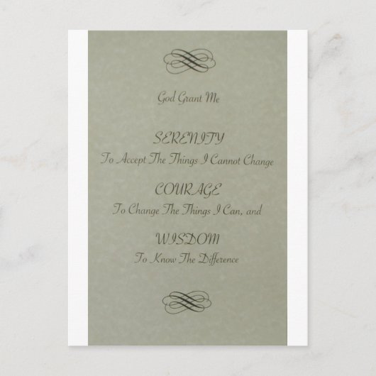 Carte Postale Poème de prière Sérénité (Devant)