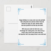 Carte Postale Poème drôle pour une femme de 60 ans (Devant / Derrière)