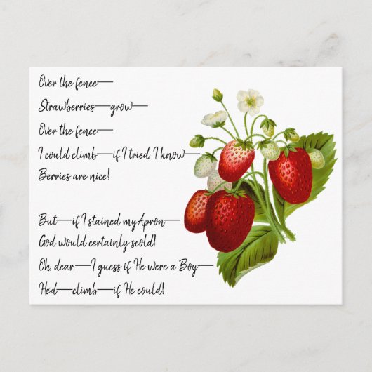 Carte postale Poème Emily Dickinson "Over the Fenc (Devant)