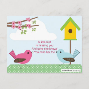 Carte Postale Poème I Miss You Poem from a Girl : Birdhouse et 2