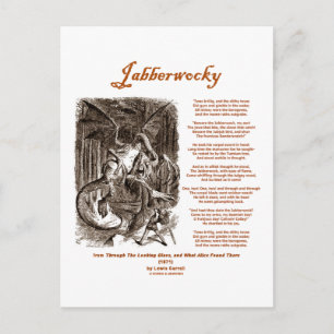Carte Postale Poème Jabberwocky de Lewis Carroll (Adder noir)