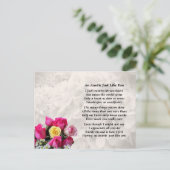 Carte Postale Poème Tante - Design Rose (Debout devant)