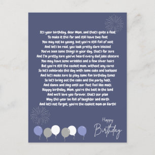 Carte Postale Poème très drôle pour l'anniversaire de maman