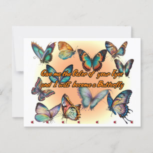 Carte Postale Poésie et papillons sur un