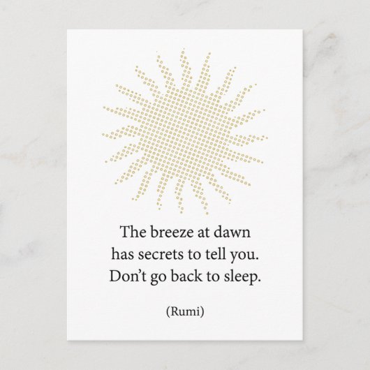 Carte Postale Poésie matinale de Rumi (Devant)