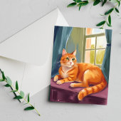 Carte Postale Poète d'aquarelle de chat Tabange orange