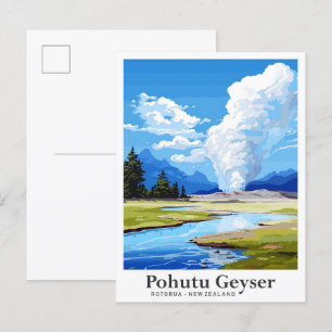 Carte Postale Pohutu Geyser Rotorua NZ Illustration de voyage