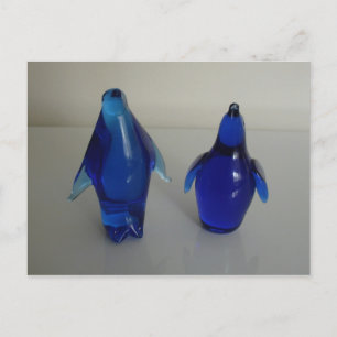 Carte Postale poids en papier pingouin bleu