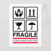 Carte Postale Poignée fragile avec soin étiquette graphique (Devant)