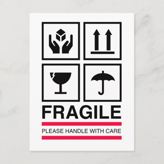 Carte Postale Poignée fragile avec soin étiquette graphique (Devant)