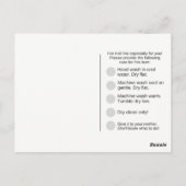 Carte Postale Poignée par avec instructions de lavage (Dos)