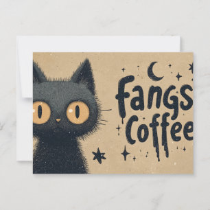 Carte Postale Poignées et croquis de café avec Grungy Black Cat