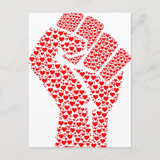 Carte Postale Poing d'amour - Poing serré fait de coeurs rouges (Devant)