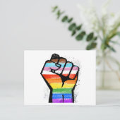 CARTE POSTALE POING DE FIERTE DU PROGRES LGBTQ (Debout devant)