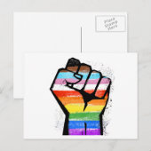CARTE POSTALE POING DE FIERTE DU PROGRES LGBTQ (Devant / Derrière)