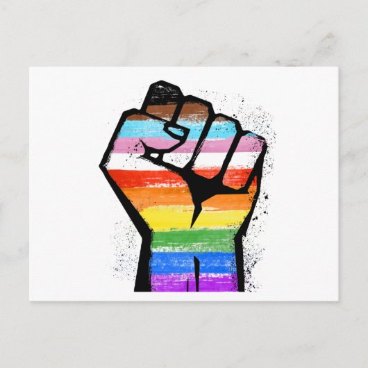CARTE POSTALE POING DE FIERTE DU PROGRES LGBTQ (Devant)