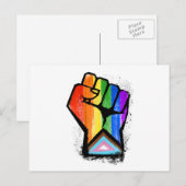 CARTE POSTALE POING DE FIERTE DU PROGRES LGBTQ (Devant / Derrière)
