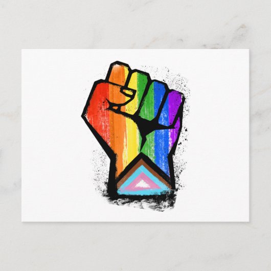 CARTE POSTALE POING DE FIERTE DU PROGRES LGBTQ (Devant)