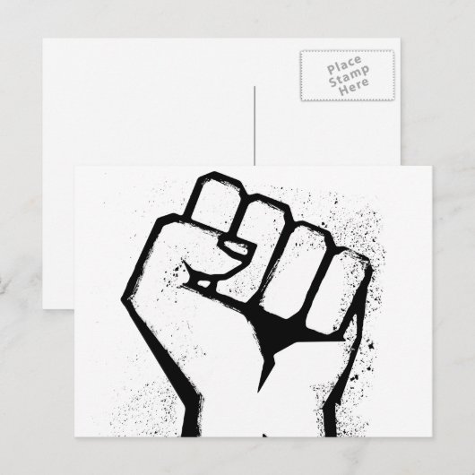 Carte Postale Poing de protestation blanc (Devant / Derrière)