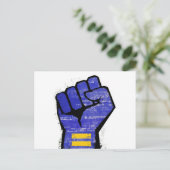 Carte Postale Poing de protestation bleu (Debout devant)