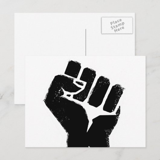 Carte Postale Poing de protestation noir (Devant / Derrière)