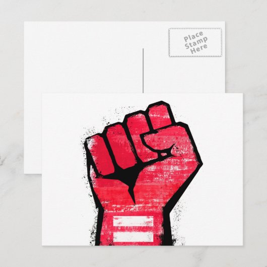 Carte Postale Poing de protestation rouge (Devant / Derrière)