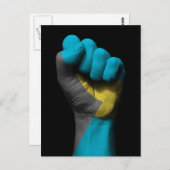 Carte Postale Poing serré levé avec drapeau des Bahamas (Devant / Derrière)