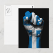 Carte Postale Poing serré levé avec drapeau du Québec (Devant / Derrière)