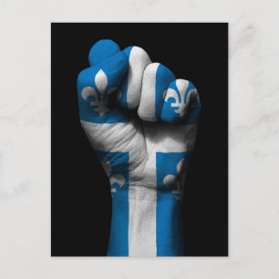 Carte Postale Poing serré levé avec drapeau du Québec