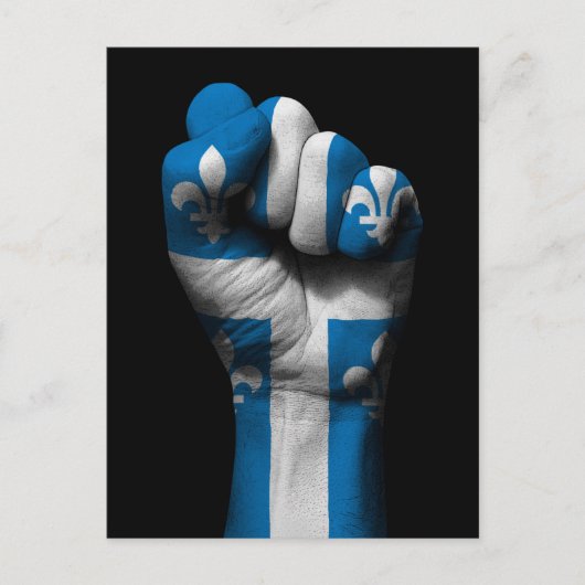 Carte Postale Poing serré levé avec drapeau du Québec (Devant)