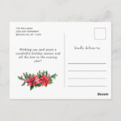 Carte Postale Poinsettia Cardinal Rouge Noël de Noël (Dos)