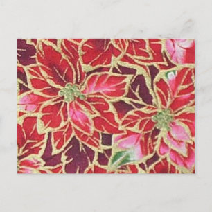 Carte postale Poinsettia de vacances rouge or rose